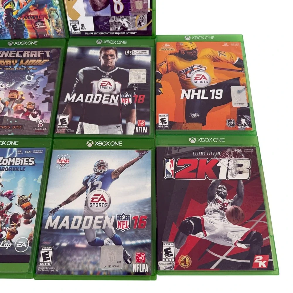 Xbox One Game Lot 10 Games FIFA Madden Minecraft LEGO Movie NHL NBA 2K18 CIB‎